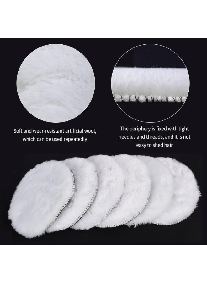 DUNISO 8 Pcs 5Inch Wool Polishing Buffing Pad Set,Car Polisher Buffer Wheel,with Drill Adapter,Easy to Use,Sturdy and Durable,for Car Beauty Polishing,Waxing,Shower Glass, Furniture - Image 4